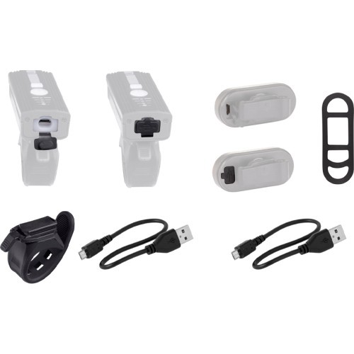 FORCE Futuro bike light set, USB rechargeable (black)