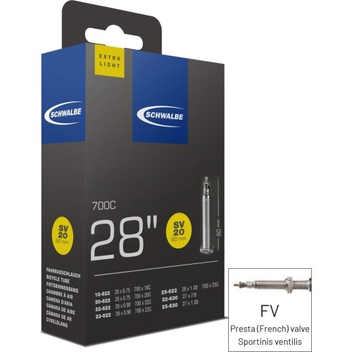 Kamera Schwalbe Extra Light 700x18/25 (18/25-622) FV 60mm