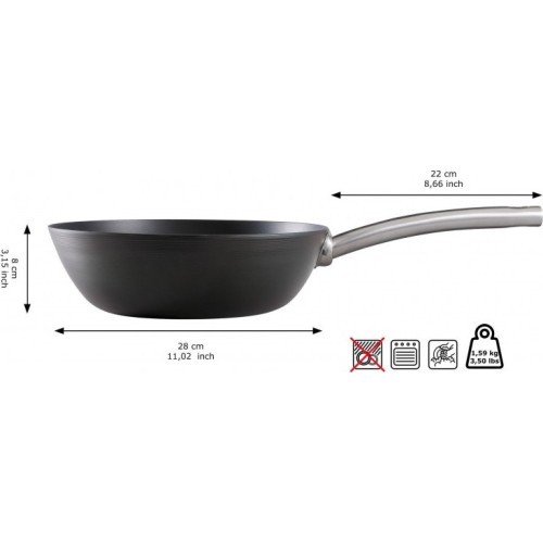 Skottsberg oglekļa tērauda WOK panna 28cm