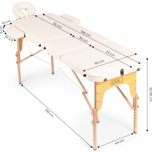 Wooden massage and rehabilitation table, 3-segment, foldable into a suitcase + bag ModernHome
