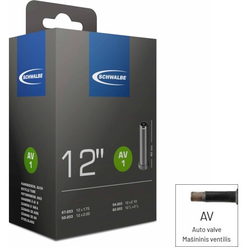Schwalbe velosipēda kamera 12x1/2x2 1/4 AV40
