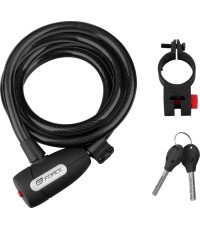 Velosipēda slēdzene FORCE Lux ar turētāju, 180/12mm (melna)