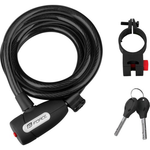 Velosipēda slēdzene FORCE Lux ar turētāju, 180/12mm (melna)