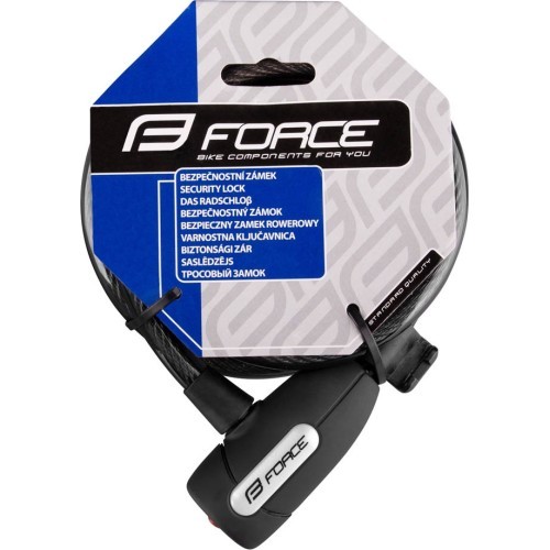 Велозамок FORCE Lux с креплением, 180/12мм (чёрный)