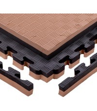 Tatami Puzzle Mat inSPORTline Malmeida 100 x 100 x 4 cm - Mocha mousse-černá, vzor 5 proužků