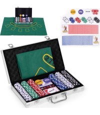 Набор для игры в блэкджек покер 300 фишек 2 колоды карт кости игровой коврик закрывающийся кейс