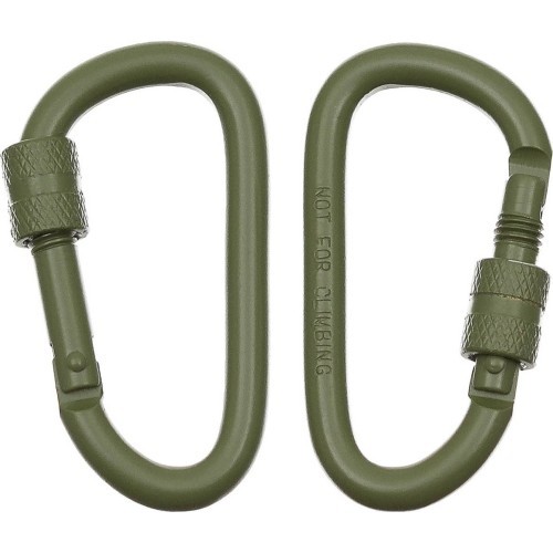 Carabiner D MFH Screw Lock - Green, 6mmx6cm