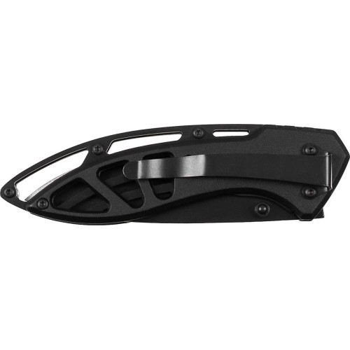 Складной нож FoxOutdoor, чёрный, перфорированная металлическая рукоять