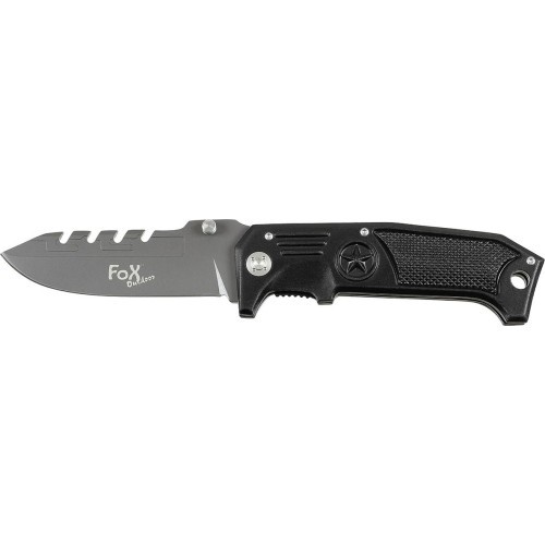 Складной нож FoxOutdoor, чёрный, металлическая рукоять