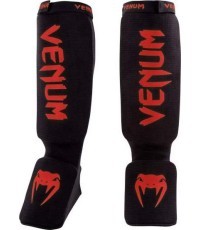 Venum Kontact Shinguards - Black/Red