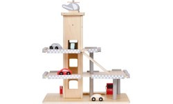 Large wooden track garage parking with elevator + cars ECOTOYS