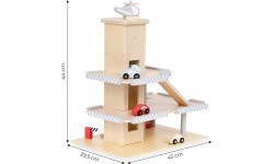 Large wooden track garage parking with elevator + cars ECOTOYS