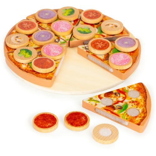 Wooden Velcro pizza cutter for kids 27 pieces