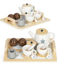 Wooden tea set teapot cup 17 pieces ECOTOYS