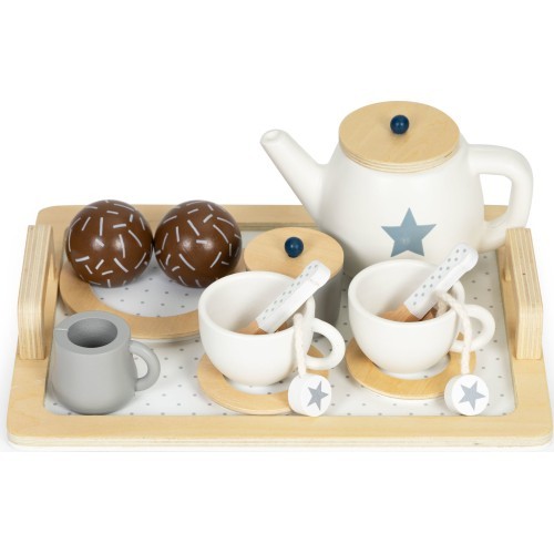 Wooden tea set teapot cup 17 pieces ECOTOYS