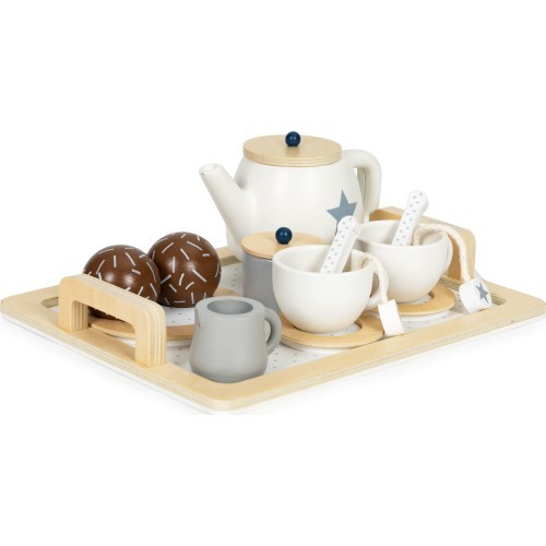 Wooden tea set teapot cup 17 pieces ECOTOYS