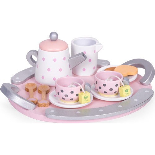 Деревянный набор чайных чашек и чайника, 15 предметов, ECOTOYS