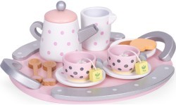 Wooden tea cup kettle set 15 items ECOTOYS