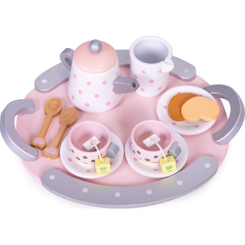 Wooden tea cup kettle set 15 items ECOTOYS