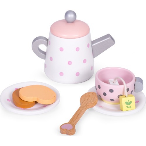 Деревянный набор чайных чашек и чайника, 15 предметов, ECOTOYS