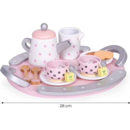Wooden tea cup kettle set 15 items ECOTOYS