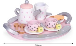 Wooden tea cup kettle set 15 items ECOTOYS