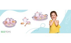Koka tējas tasīšu un tējkannas komplekts, 15 daļas, ECOTOYS
