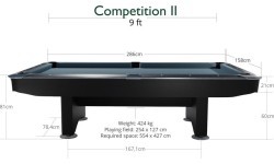 Бильярдный стол Pool Competition II, чёрный, 9 футов, сукно Club Cloth жёлто-зелёное