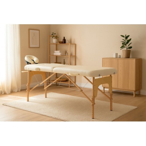 Wooden massage and rehabilitation table, 2-segment, foldable into a suitcase + bag ModernHome