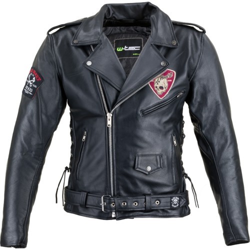 Ādas motociklista jaka W-TEC Black Heart Perfectis - Melna