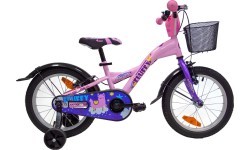 4KIDS Fluffy 16" 1 ātrums, izmērs 9,5" (24 cm), V-Brake un kāju bremzes, tērauda (rozā)