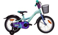 Детский велосипед 4KIDS Ice Queen 16", 1 скорость, размер 10" (25,5 см), тормоза V-Brake и ножной, алюминий (голубой)