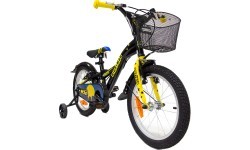 4KIDS Nightman 16" bērnu velosipēds, viena ātruma, tērauda rāmis, izmērs 10" (25,5 cm), melns/zils