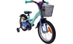 Bērnu velosipēds 4KIDS Ice Queen 16", 1G, izmērs 10" (25,5 cm), V-Brake un kāju bremzes, alumīnijs (gaiši zils)