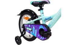 Bērnu velosipēds 4KIDS Ice Queen 16", 1G, izmērs 10" (25,5 cm), V-Brake un kāju bremzes, alumīnijs (gaiši zils)