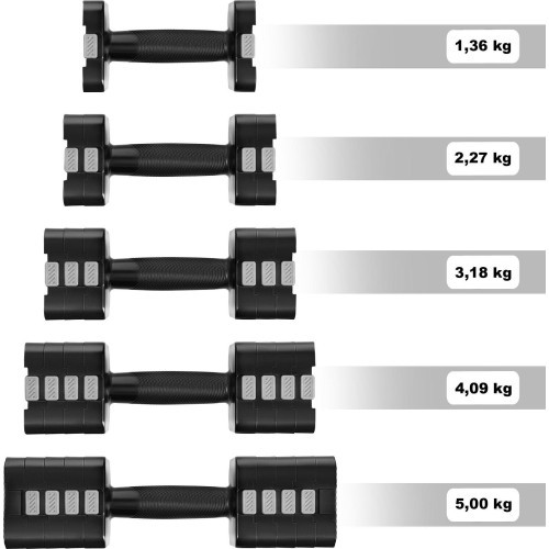 Regulējami hanteles HMS HL02, melni, 2 x 5 kg