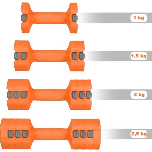 Регулируемые гантели HMS HL03 оранжевые 2 x 2,5 кг