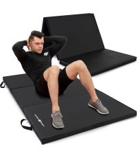 Salokāms ciets vingrošanas paklājs ar līplenti, 180 x 90 x 5 cm, melns - Marbo Sport