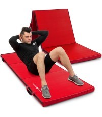 Salokāms ciets vingrošanas paklājs ar līplentēm, 180 x 60 x 5 cm, sarkans - Marbo Sport