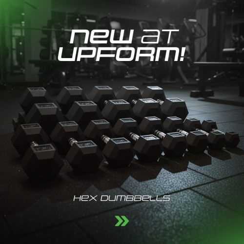 Шестигранная чугунная гантель в резиновом покрытии HEX 17,5 кг, UpForm