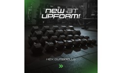 Sešstūra ar gumiju pārklāts čuguna hantele HEX 17,5 kg, UpForm