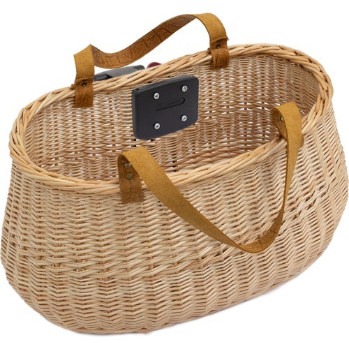 Handlebar bicycle bag, Lithuanian folk artisan handmade, with holder (sand)