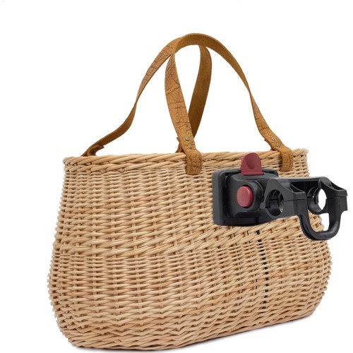 Handlebar bicycle bag, Lithuanian folk artisan handmade, with holder (sand)
