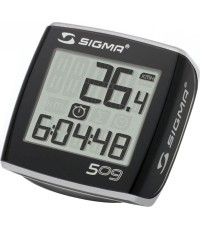 Sigma BC 509 velosipēda dators // vadu, 5 funkcijas (melns/sudraba)