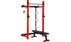 WALL-MOUNTED SLIDING POWER RACK WITH BENCH KLT34 RED HMS FITNESS