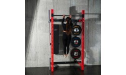 Pie sienas stiprināms bīdāms spēka rāmis ar soliņu KLT34, sarkans, HMS Fitness