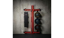 WALL-MOUNTED SLIDING POWER RACK WITH BENCH KLT34 RED HMS FITNESS