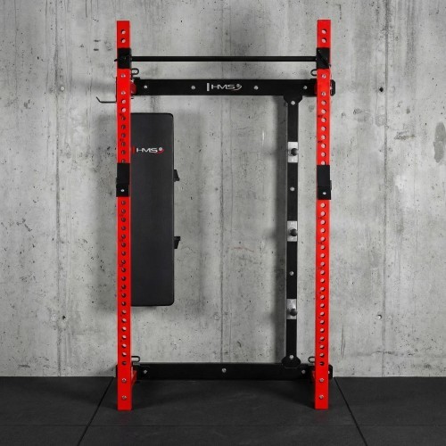 Pie sienas stiprināms bīdāms spēka rāmis ar soliņu KLT34, sarkans, HMS Fitness