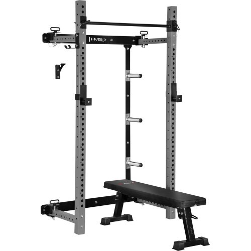 Настенная выдвижная силовая рама со скамьёй KLT34 серая HMS Fitness