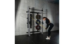 WALL-MOUNTED SLIDING POWER RACK WITH BENCH KLT34 GREY HMS FITNESS